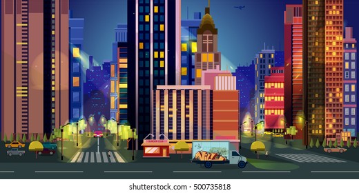 City Illustrations for games, Night  Background