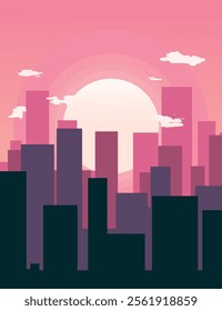 City Illustrator in a Beautiful Evening