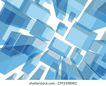 IT city image in blue-gray seen from above Vector illustration