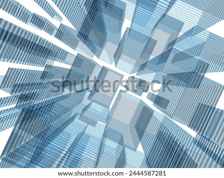 IT city image in blue-gray seen from above Vector illustration