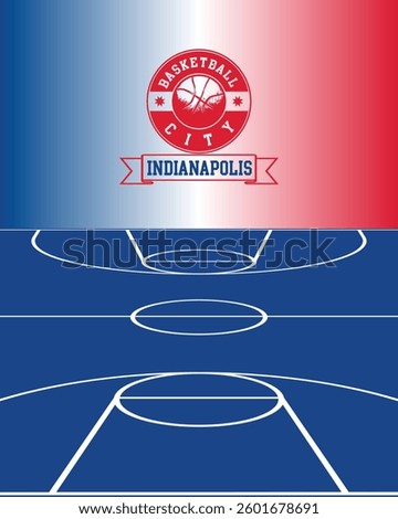 City of Indianapolis Stamp, Basketball Court, Vector Illustration Abstract Editable image, Social Media Post