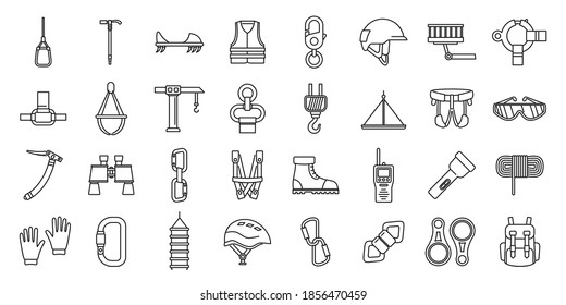 City industrial climber icons set. Outline set of city industrial climber vector icons for web design isolated on white background