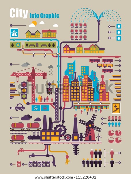 city
info graphic, industry and ecology vector
elements