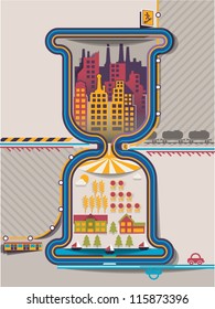 city info graphics in hourglass,vector background