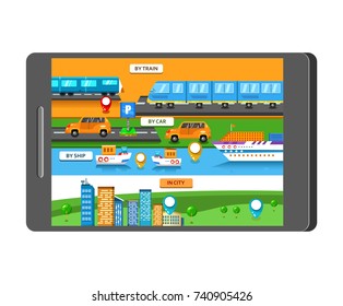 City infographic, map elements. Urban structure