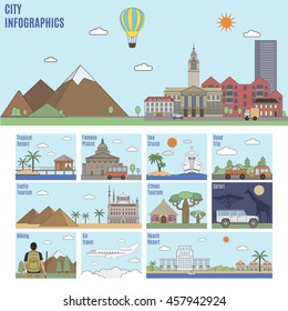 City infographics. Different types of recreation and tourism