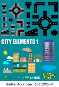 City infographics elements and background, there are village, building, road, park, transportation, Can be used for web design, info chart, brochure template. vector illustration
