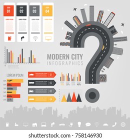 City infographics set with charts and other elements. Vector 