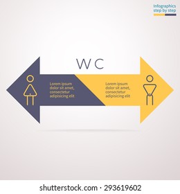 City infographics step by step. Universal abstract element of  graph with 2  options, parts. Vector template for WC.