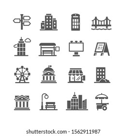 conjunto vectorial de iconos de infraestructura de ciudad