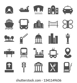 City infrastructure simple icons set for web and mobile design