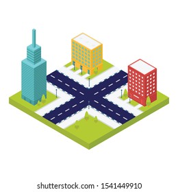 City intersection road icon. Isometric of city intersection road vector icon for web design isolated on white background