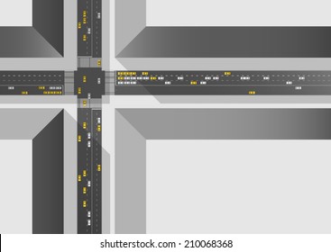 City intersection viewed from above.