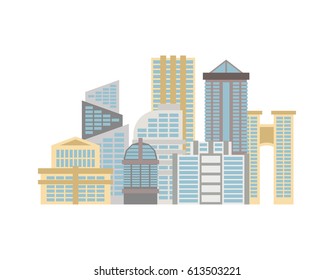 City isolated. Town on white background. Many buildings and business centers.
