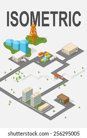  City. Isometric buildings illustration. Vector