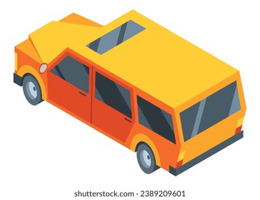 Icono de la ciudad del coche isométrico. Automóvil de color plano vectorial. Elemento de diseño gráfico. Ilustración del transporte urbano