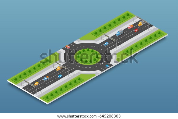 City\
isometric freeway traffic on the street road. Urban car transport\
vehicle and speed drive on the perspective\
scene
