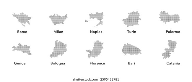 City of italy map vector set 