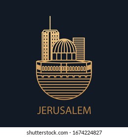 The city of Jerusalem. Vector icon capital of Israel. Temple Mount.