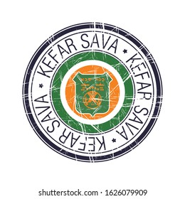 City of Kefar Sava, Israel postal rubber stamp, vector object over white background