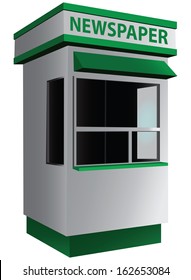 City kiosk selling newspapers and magazines. Vector illustration.