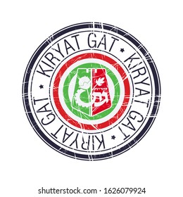 City of  Kiryat Gat, Israel postal rubber stamp, vector object over white background
