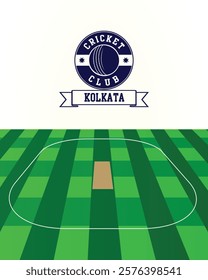 City of Kolkata, India Cricket green field, Vector Illustration Abstract Editable image