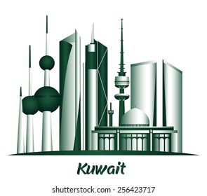 City of Kuwait Famous Buildings. Editable Vector Illustration