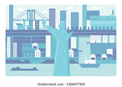 City landmark New York illustration background