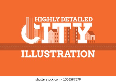 City landmark typography illustration background
