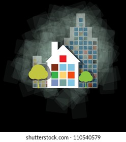 City Landscape abstract dark real estate vector illustration background