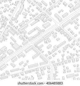 City landscape aerial view. Black and white vector illustration