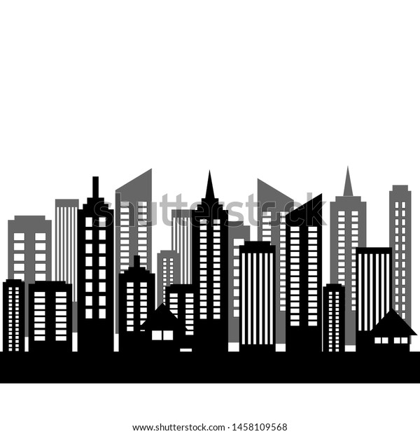 City Landscape Background Black N White Stock Vector Royalty Free 1458109568