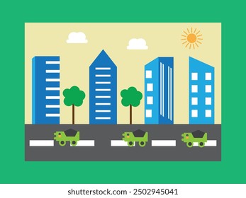 City landscape background illustration, low carbon sustainable city conceptual