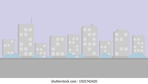 City landscape background in light grey colour with few coloured details for looping background