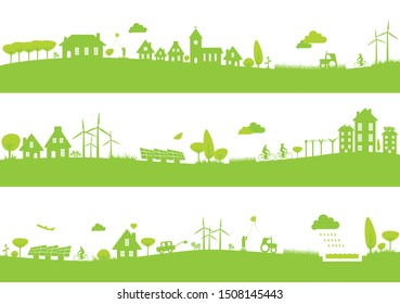 City landscape banners vector set