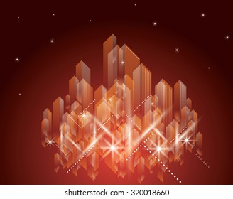 City Landscape. Beautiful night abstract background town