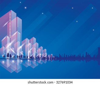 City Landscape. Beautiful night abstract background town