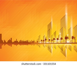 City Landscape. Beautiful sun day abstract background town