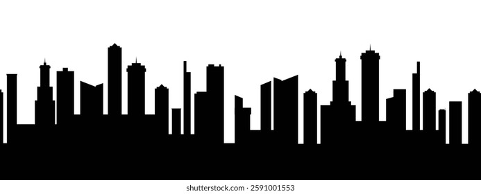 City landscape black silhouette in flat style.