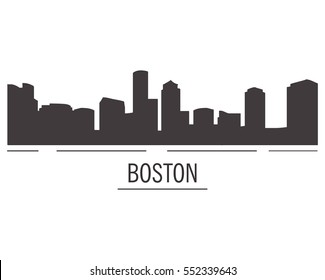 City landscape of Boston in flat style. City silhouette.Down town American landscape with skyscrapers and high-rise buildings in flat style a vector.