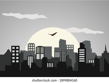 City Landscape Buildings and Architecture Silhouette Vector Background Collage Set.  Illustration in Simple Geometric Flat Style