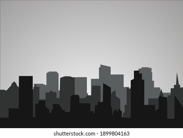 City Landscape Buildings and Architecture Silhouette Vector Background Collage Set.  Illustration in Simple Geometric Flat Style