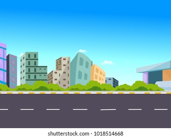 City Landscape with Buildings and 
Road Vector Image