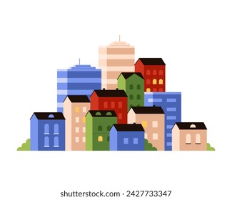 City landscape with buildings and skyscrapers of different colors vector illustration