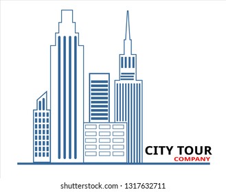 city landscape contour silhouette style