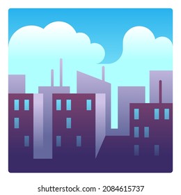 City landscape in daylight. Skycrapers on blue sky with clouds