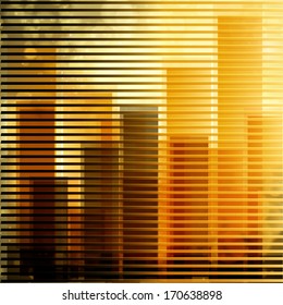City landscape at daylight through window