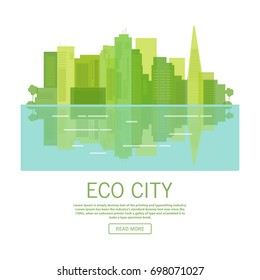 City landscape of the environmentally friendly downtown with skyscrapers.Green clean ecology future.Preservation environmental conservation.urban concept of design  websites and mobile applications