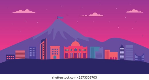 City Landscape Evening Vector Illustration 